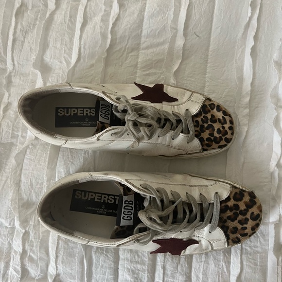 Golden Goose Super-Star Sneaker Maroon/ Leopard/ Calf Hair - Picture 3 of 8